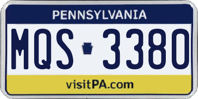 PA license plate MQS3380