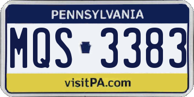 PA license plate MQS3383