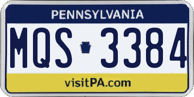 PA license plate MQS3384