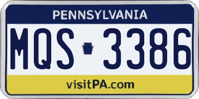 PA license plate MQS3386