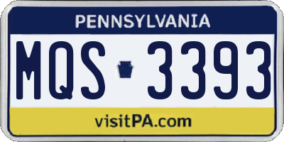 PA license plate MQS3393