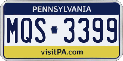 PA license plate MQS3399