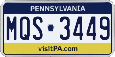 PA license plate MQS3449