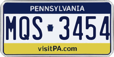 PA license plate MQS3454