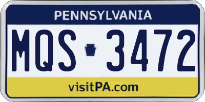 PA license plate MQS3472