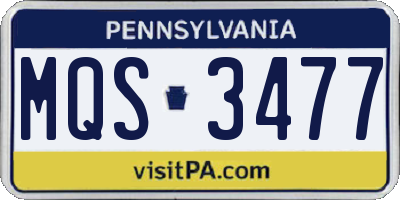 PA license plate MQS3477
