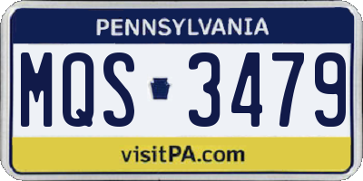 PA license plate MQS3479