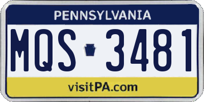 PA license plate MQS3481