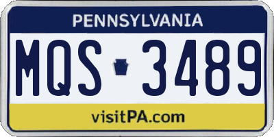 PA license plate MQS3489