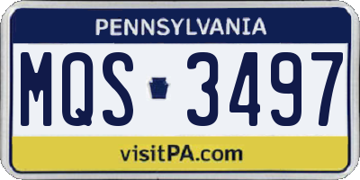 PA license plate MQS3497