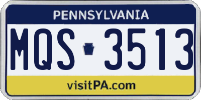 PA license plate MQS3513