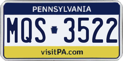 PA license plate MQS3522