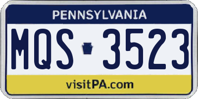 PA license plate MQS3523