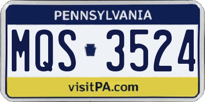 PA license plate MQS3524