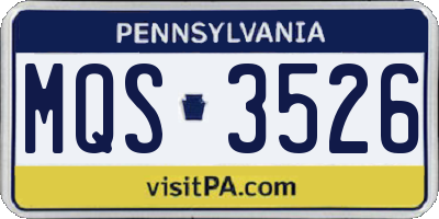 PA license plate MQS3526