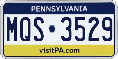 PA license plate MQS3529
