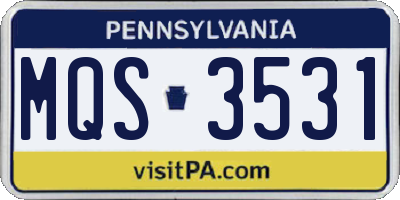 PA license plate MQS3531