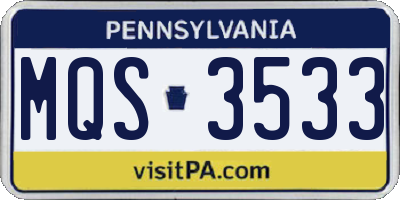 PA license plate MQS3533