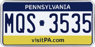 PA license plate MQS3535