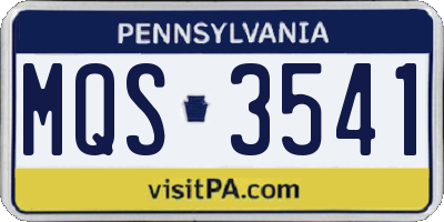 PA license plate MQS3541
