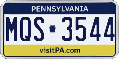 PA license plate MQS3544