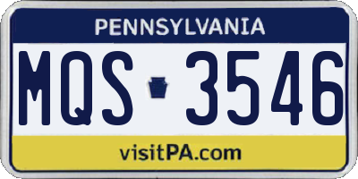 PA license plate MQS3546