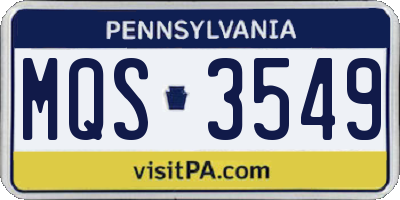 PA license plate MQS3549