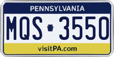 PA license plate MQS3550