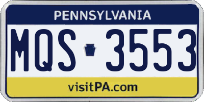PA license plate MQS3553