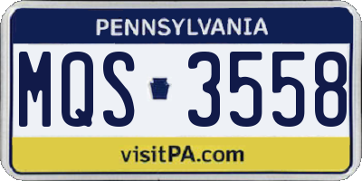PA license plate MQS3558