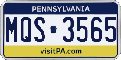 PA license plate MQS3565