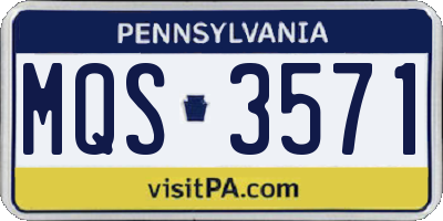 PA license plate MQS3571
