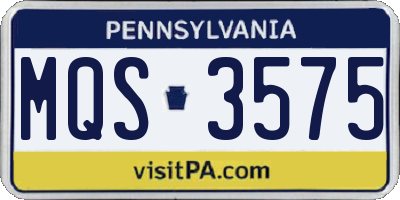 PA license plate MQS3575