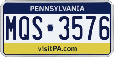 PA license plate MQS3576