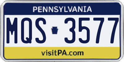 PA license plate MQS3577