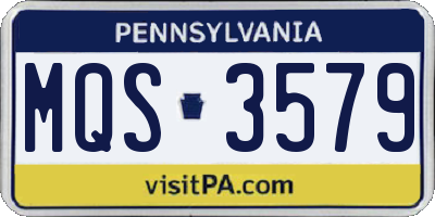 PA license plate MQS3579