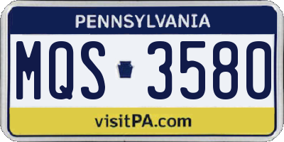 PA license plate MQS3580