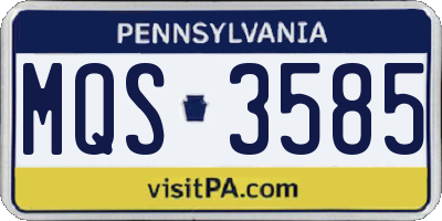 PA license plate MQS3585