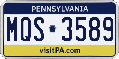 PA license plate MQS3589