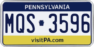PA license plate MQS3596