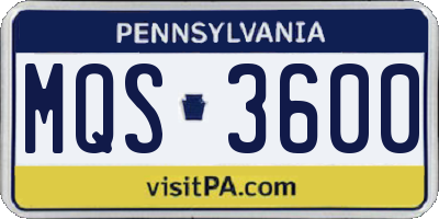 PA license plate MQS3600