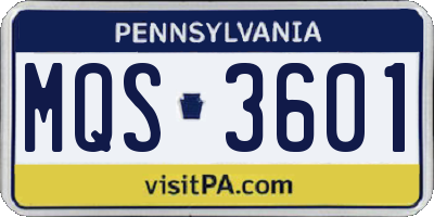 PA license plate MQS3601