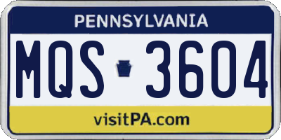 PA license plate MQS3604