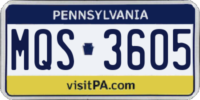 PA license plate MQS3605