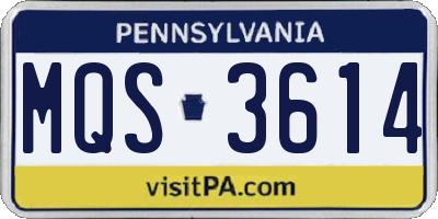 PA license plate MQS3614