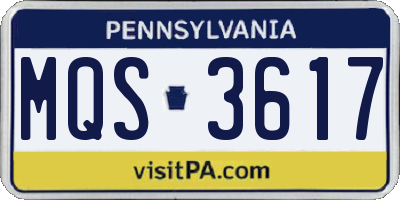 PA license plate MQS3617