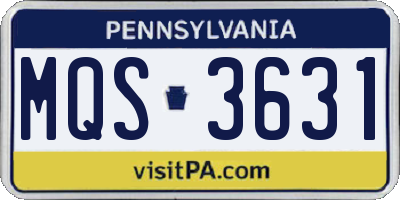PA license plate MQS3631