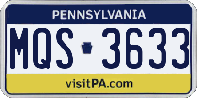 PA license plate MQS3633