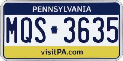 PA license plate MQS3635