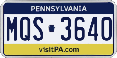 PA license plate MQS3640